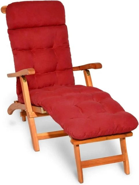 Beautissu Flair DC Deckchairauflage in Rot mit UV-beständigem Polyester und Schaumstofffüllung, B/T/H: 200 x 50 x 8 cm - Bild 1
