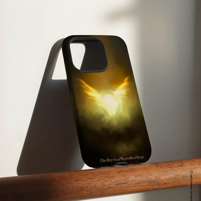 D-Dave Handyhülle D Der Junge der die Harfe spielt für iPhone 17 16 15 14 13 12 Pro Max Plus in Weiß und Multicolour glänzende HD Doppelschicht Flüssighartschale - Bild 1