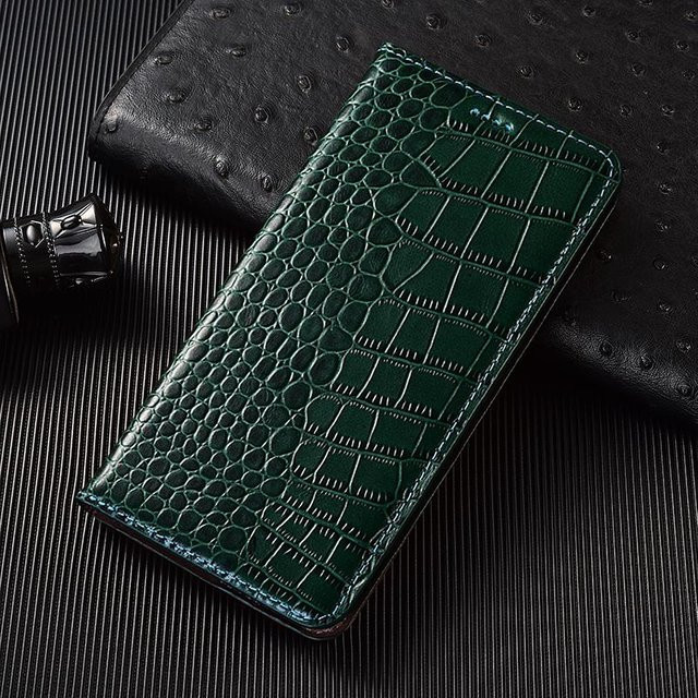 Xiaomi Krokodil Echtleder Flip Case Handyhülle für Xiaomi 13T Pro in Grün - Bild 1