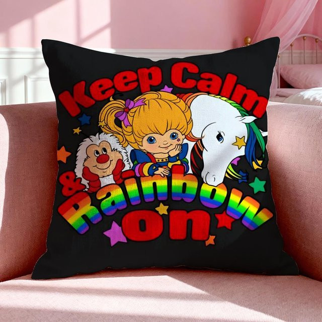 JMG Clothing Cartoon Rainbow Brite Kissenbezug aus Leinen und Baumwolle, Mehrfarbig, B/B: 50 x 50 cm - Bild 1