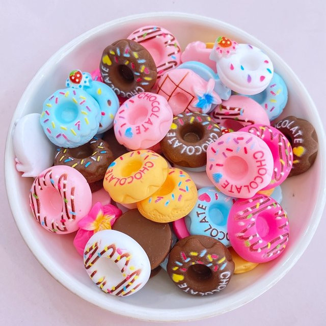 20 Stück TSXJY Mini Donut Harz Cabochons in Multicolour für DIY Schmuck und Scrapbooking - Bild 1