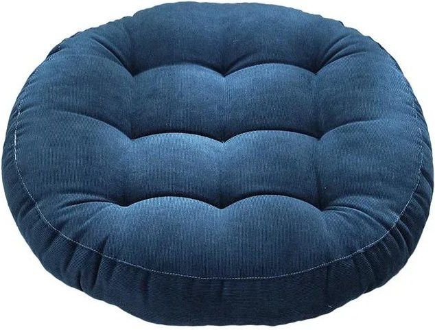 Rundes Bodenkissen aus Polyester in Blau, getuftetes Meditationskissen für Yoga und Wohnzimmer, Durchmesser: 42 cm - Bild 1