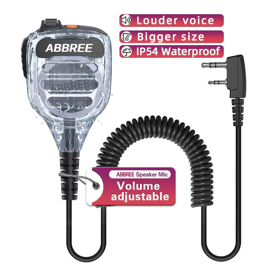 ABBREE AR-850 Lautsprechermikrofon in Schwarz für Baofeng UV-5R BF-888S UV-82 Walkie-Talkie mit einstellbarer Lautstärke und IP54 Wasserdichtigkeit - Bild 3