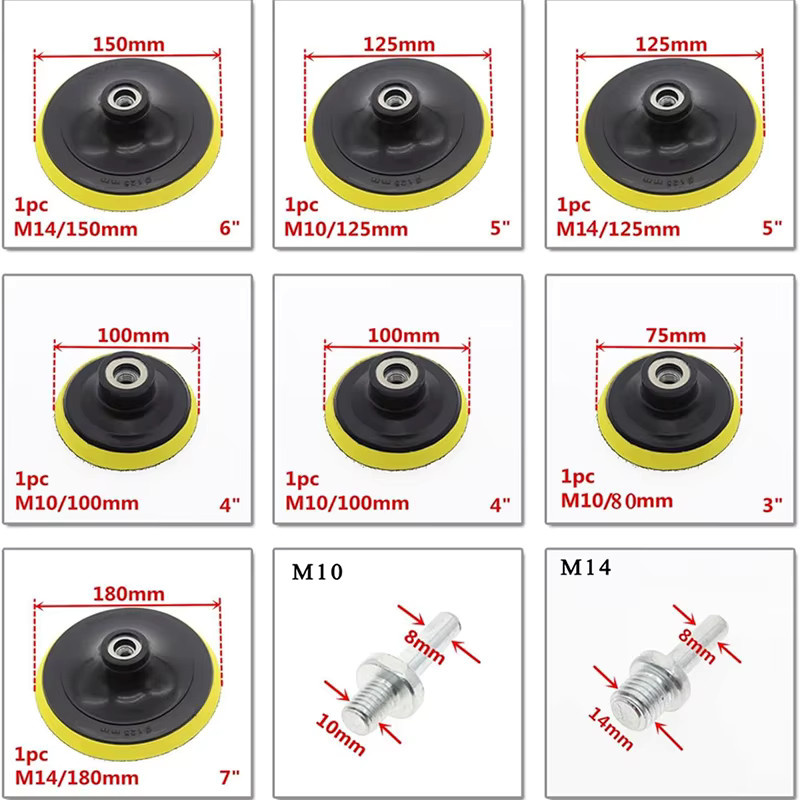 TQLQ Schleifscheibe Stützteller Set mit selbstklebenden Schleifpads und Bohrstangen für elektrische Poliermaschinen in 3, 4, 5, 6 oder 7 Zoll mit 10 mm oder 14 mm Aufnahme - Bild 6