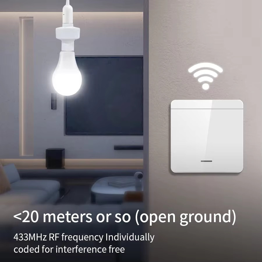Intelligenter Lichtschalter mit RF 433 MHz Fernbedienung und LED-Lampenfassung E27/E26 in Weiß - Bild 2