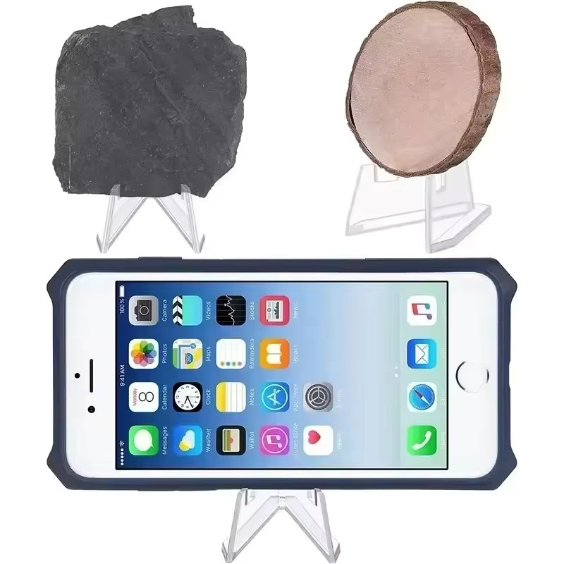 Dreieckiger Acryl Kartenständer Mini Fotohalter für Münzen und Idole in Transparent - Bild 3