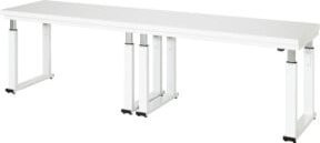 Rau Elektrisch höhenverstellbare Werkbank mit HPL-Platte in Grau und Weiß, B: 300 cm, T: 70 cm, H: 74-114 cm - Bild 1