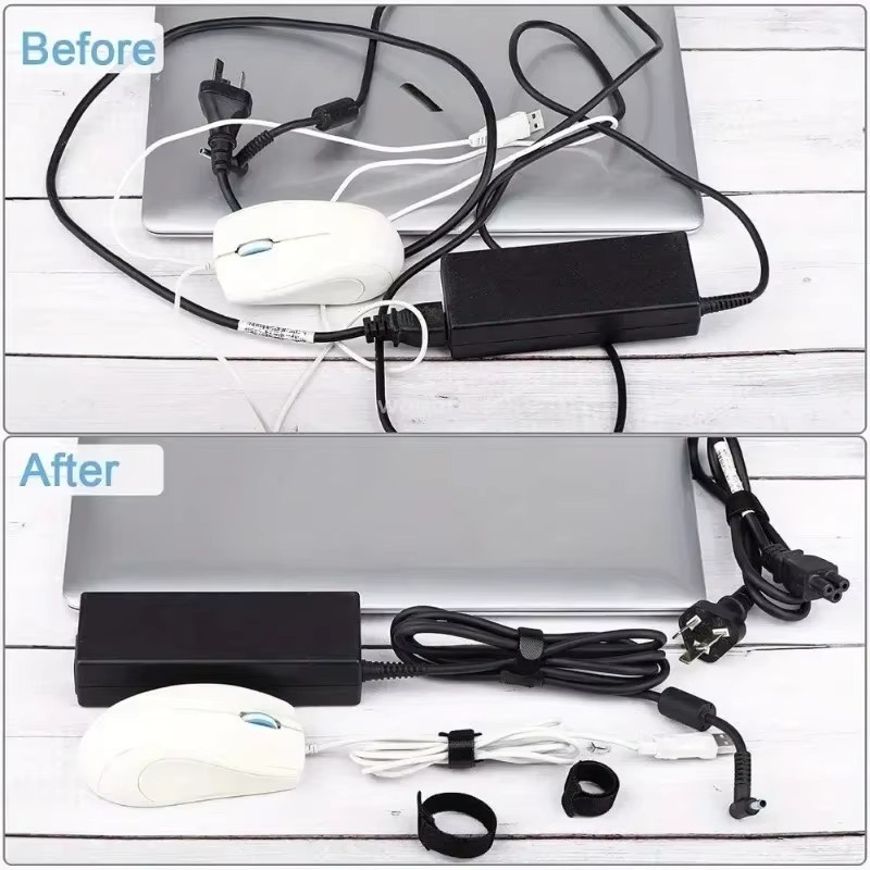 Wiederverwendbare und verstellbare Kabelbinder als Kabel-Organizer und Kabelmanagement in Schwarz - Bild 3