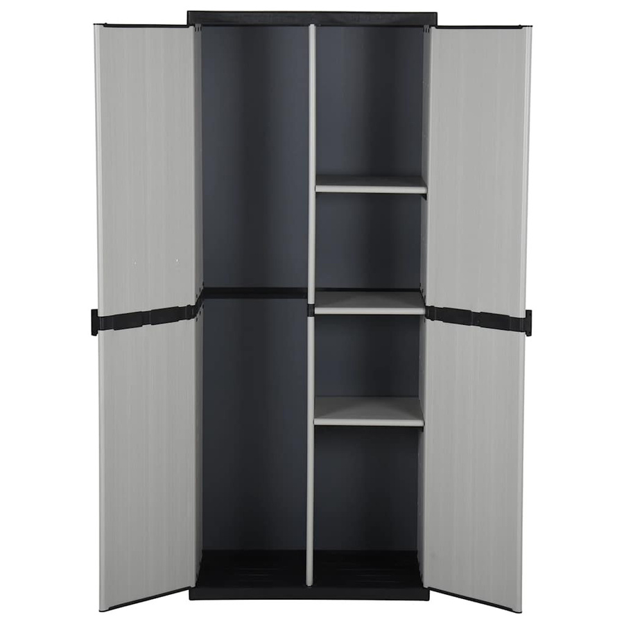 vidaXL Garten-Lagerschrank mit 3 Regalböden und Schloss, Grau-Schwarz, B/T/H: 68 x 40 x 168 cm - Bild 4