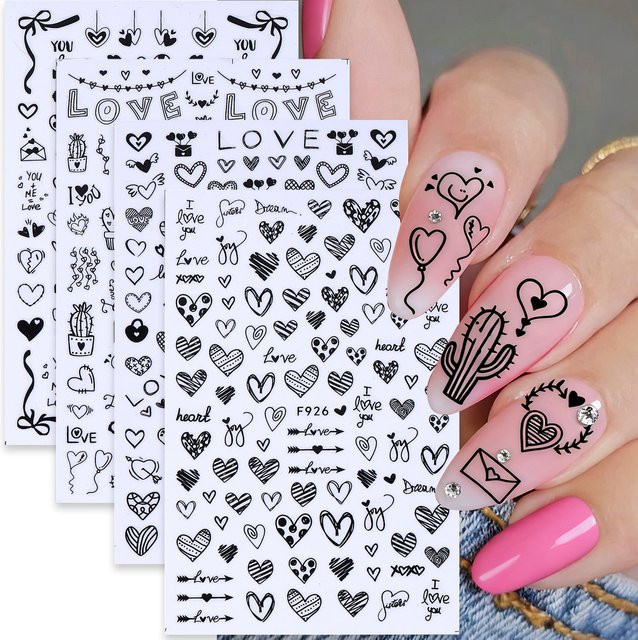 SWEET TREND Nagelaufkleber, 4 Stück, Schwarz, Glänzend - Bild 1
