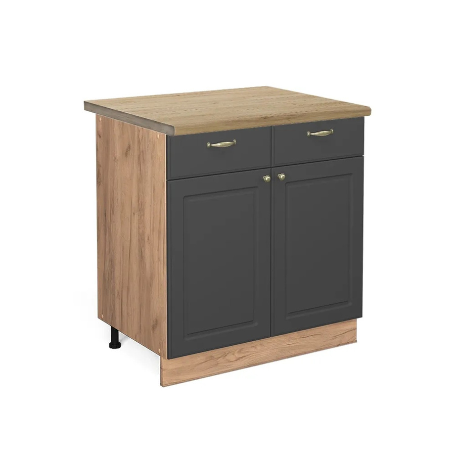 Vicco Küchenunterschrank Fame-Line in Anthrazit-Gold und Eiche, Breite: 80 cm - Bild 2