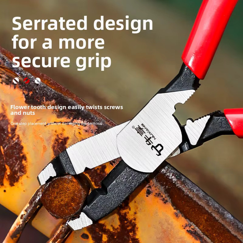 NIUXIANG Multifunktionale Ausdreherzange in Rot als Drahtschneider, Crimpwerkzeug und Schnell-Schraubenausdreher für beschädigte, eingeklemmte oder rostige Schrauben - Bild 1