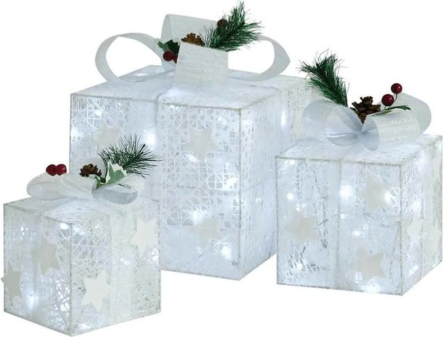 vidaXL Geschenkboxen Deko-Set 3 Stück Weiß für Outdoor und Indoor - Bild 1