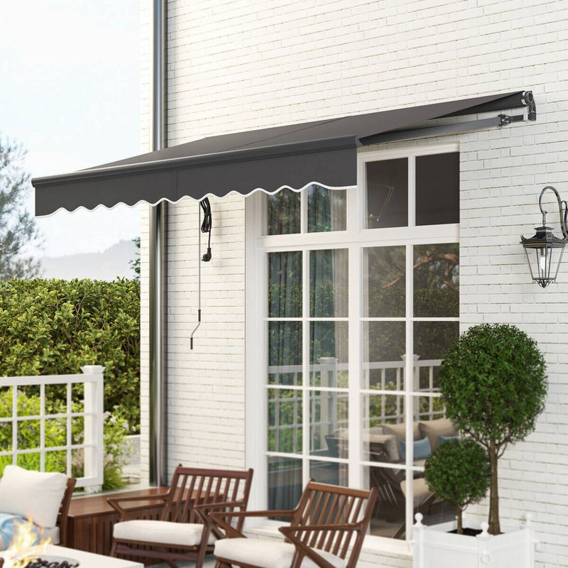 Outsunny Markise dunkelgrau mit Aluminiumgestell und Polyesterbezug, Wandmontage, B/H/L: 250 x 150 x 296 cm - Bild 6