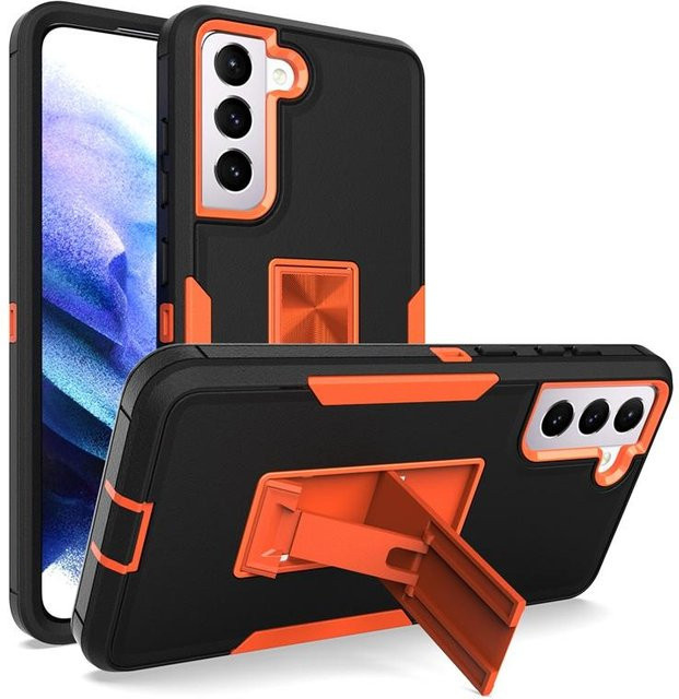 Matte Ständer Hülle für Samsung Galaxy S21 FE in Schwarz mit magnetischem Halter und Stoßschutz - Bild 1
