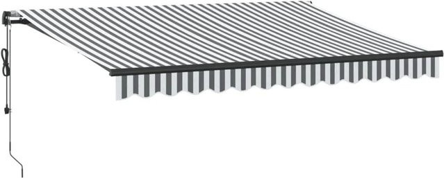 vidaXL Automatische Markise mit LED-Beleuchtung und Fernbedienung, Anthrazit & Weiß, B: 350 cm, Ausladung: 250 cm - Bild 1