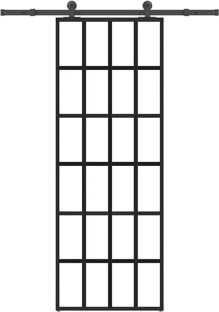 vidaXL Schiebetür modern aus ESG-Glas und Aluminium in Schwarz und Transparent, B: 76 cm, H: 205 cm - Bild 1