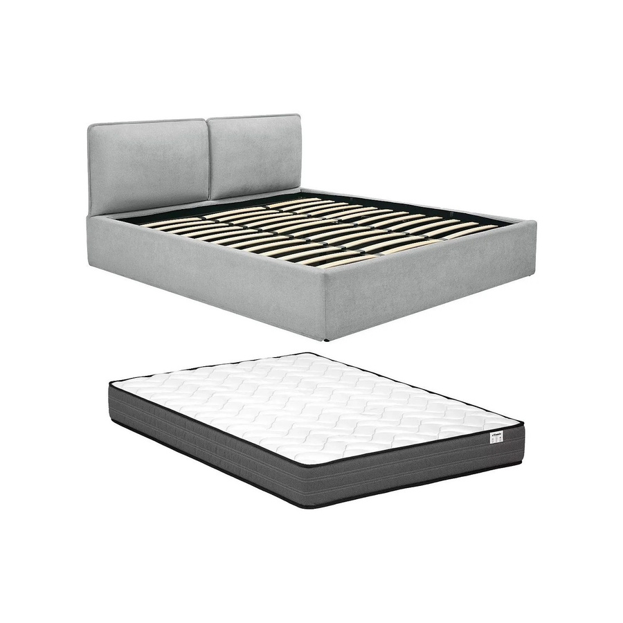 Vente-unique Bett Tenese mit Bettkasten in Lichtgrau, B/T: 180 x 200 cm, H: 225 cm - Bild 2