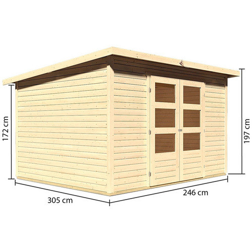 KARIBU Gartenhaus Stockach 5 aus Holz in Beige, B/H/T: 305 x 197 x 246 cm - Bild 3