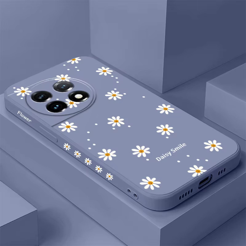 OnePlus Flüssigsilikon-Telefonhülle mit Lächelndes Gänseblümchen Design in Grün oder Lila für verschiedene OnePlus Modelle - Bild 2