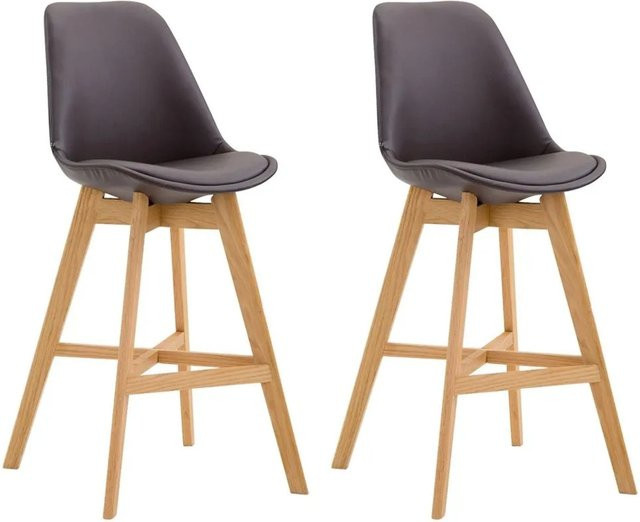 2er Set Barhocker DELUKE DUMIR aus Kunstleder in Braun mit Lehne, H x B x T: 112 x 48 x 56 cm - Bild 1