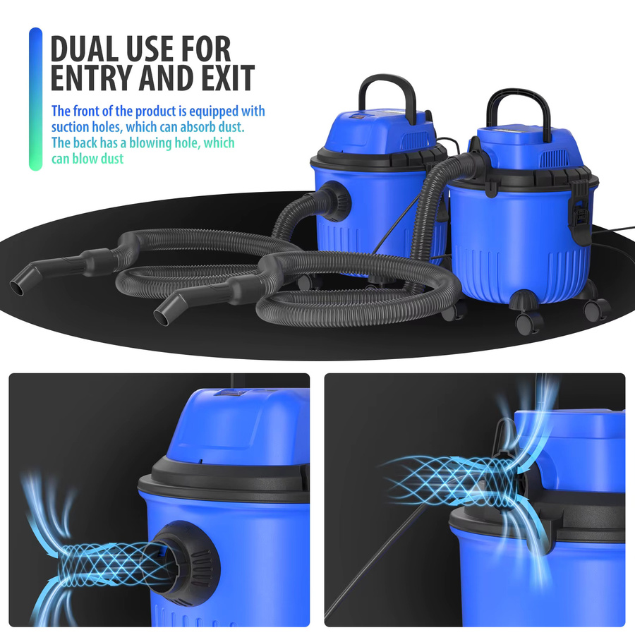 DayPlus Industriestaubsauger Hoover Nass- und Trockensauger in Blau mit 4800 W Leistung, 16 kPa Saugkraft, 15 Liter Fassungsvermögen und 4 Lenkrollen - Bild 5