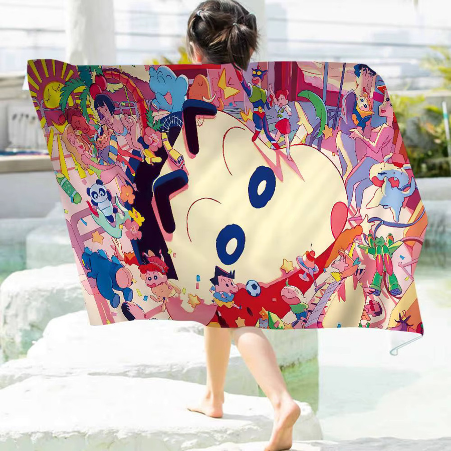 Potdemiel Mikrofaser-Strandtuch mit Cartoon-Design, saugfähig und schnell trocknend, Multicolor - Bild 4