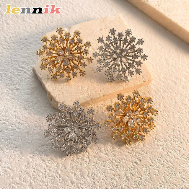 LENNIK Ohrringe, Sonnenblumen-Zirkonia, 18 Karat vergoldetes Kupfer, Damen - Bild 1
