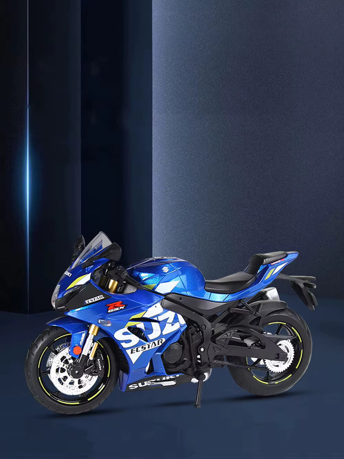 MAKEDA Suzuki GSX1000R HP4 Modell Motorrad, 1:12, Metall, mit Licht und Sound - Bild 3