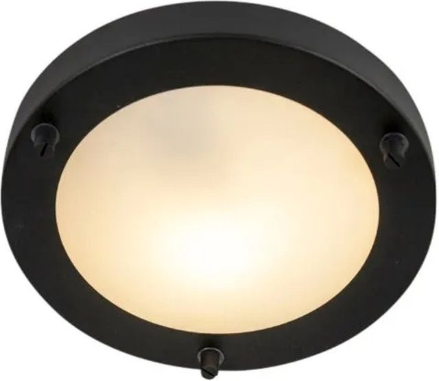 QAZQA Yuma 18 Moderne Deckenleuchte Schwarz aus Stahl mit Glasschirm, IP44, dimmbar, G9 Fassung - Bild 1