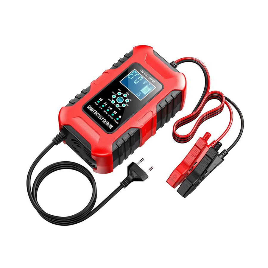 Podofo Intelligentes Auto- und Motorrad-Batterieladegerät in Rot mit 7-Stufen-Ladung, Pulsreparatur und Wartungsfunktion für 6-180Ah AGM Batterien - Bild 9
