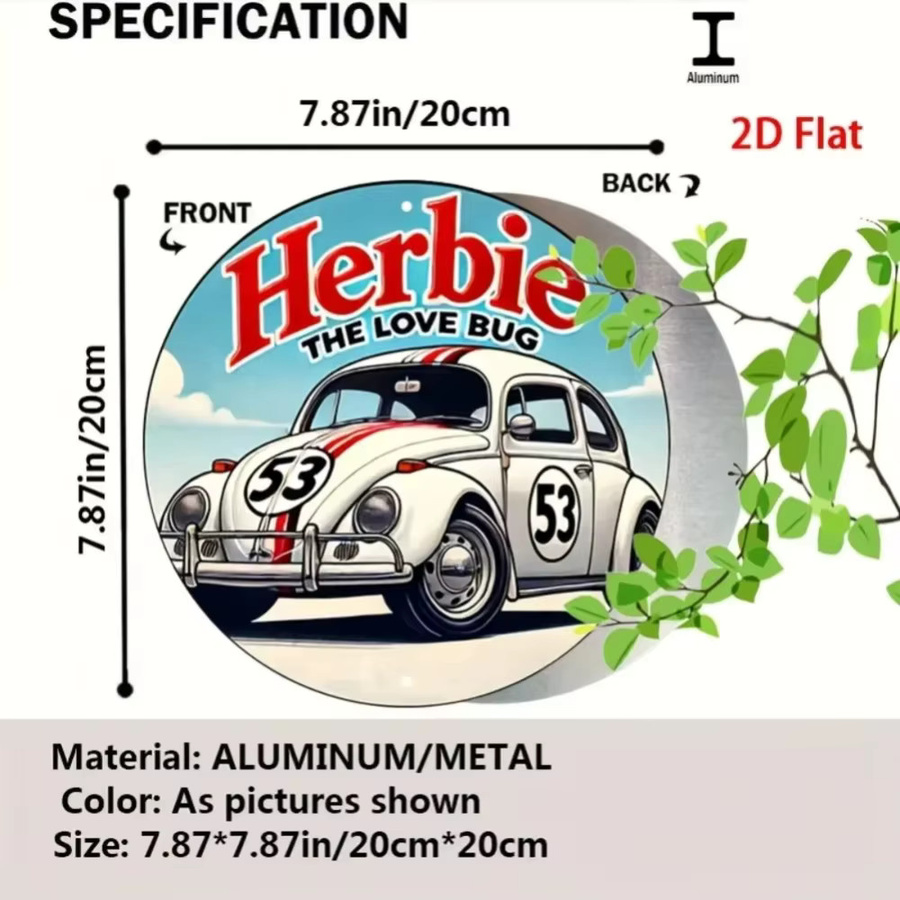 CIFBUY Metallschild Herbie The Love Bug Vintage Beetle Racing Wandkunst Retro-Auto-Dekor - Bild 2