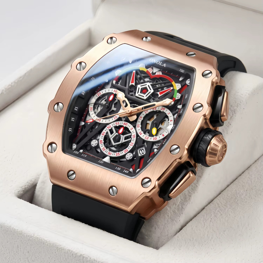 ONOLA Chronograph, Quarz, Edelstahl, Bicolor, Schwarz, Herren - Bild 2