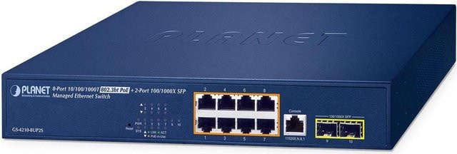 PLANET GS-4210-8UP2S Managed L2/L4 Gigabit Ethernet Switch mit 8-Port PoE, IPv6/IPv4 Unterstützung, Blau, 1U - Bild 1
