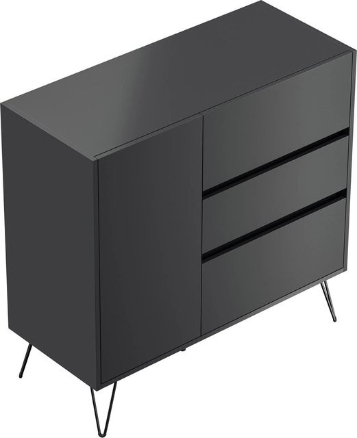Posseik Sideboard Industrial in Grafit mit 3 Schubladen und 1 Tür - Bild 1
