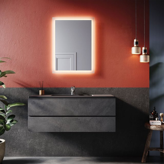 SONNI Badspiegel mit LED Beleuchtung, rechteckiger Wandspiegel für dein Badezimmer, Breite: 80 cm, Höhe: 60 cm - Bild 1