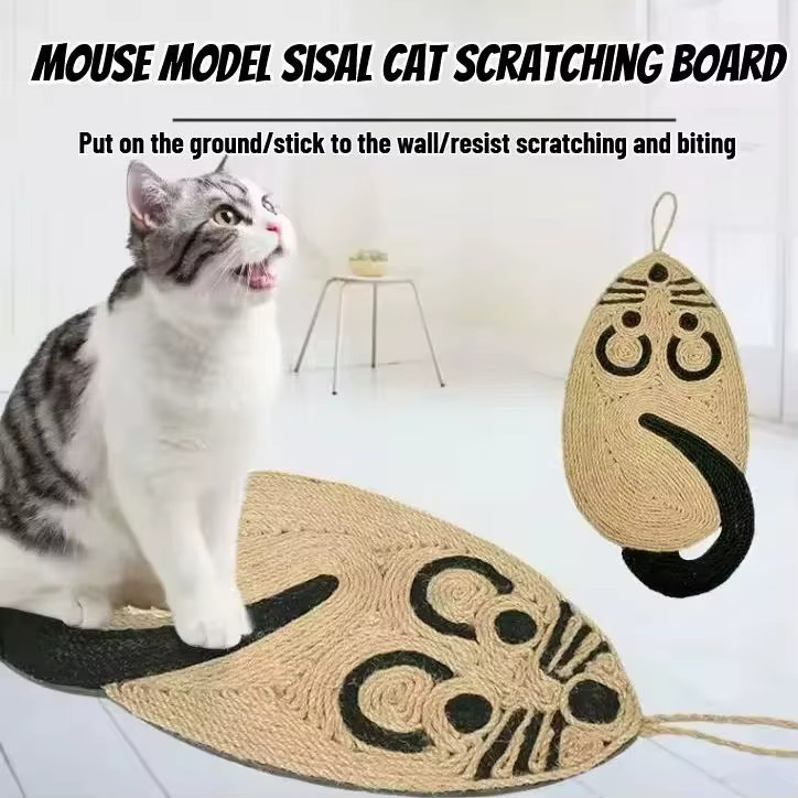 Besportble Katzen-Sisal-Schleifpad, Mausform, Katzenkratzer-Matte, beige - Bild 3
