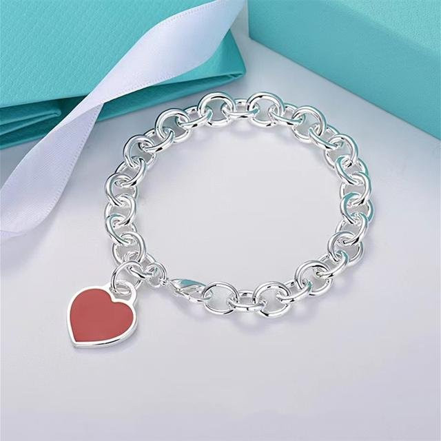 Allbestart Kettenarmband, 925 Silber, Herzförmiges Emaille, Damen, 19cm - Bild 1