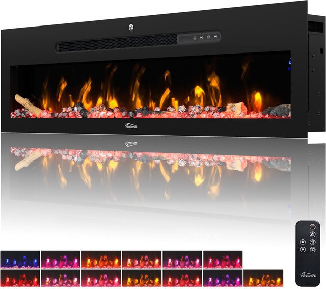 Tronitechnik Panorama Elektrokamin Schwarz mit LED Flammeneffekt und App-Steuerung, B: 127 cm - Bild 1