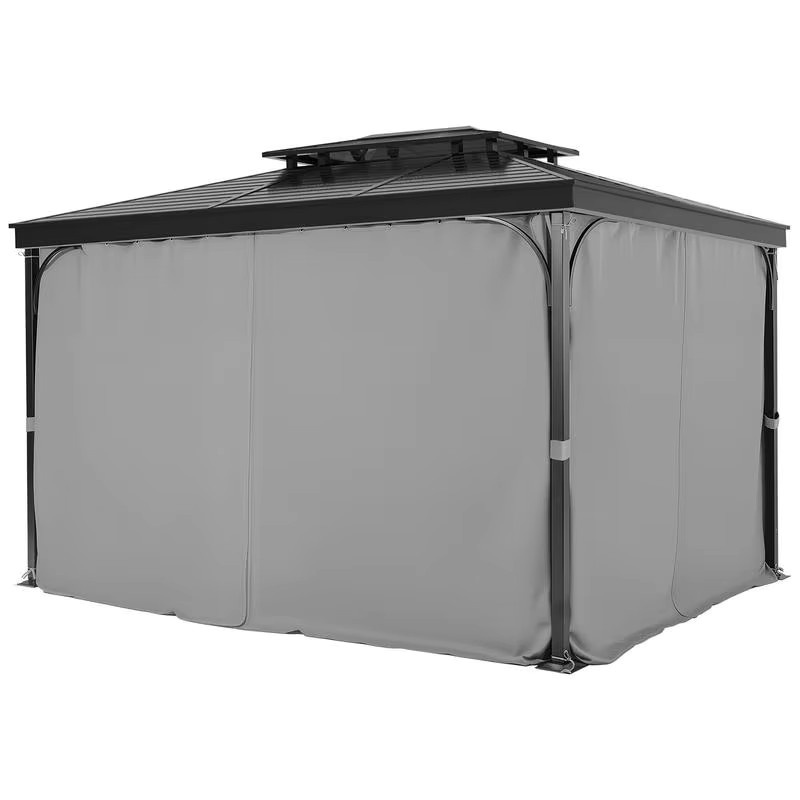 Curvain Patio 4-teiliges Set Seitenwand-Pavillon-Sichtschutzvorhänge mit Reißverschlüssen als Sonnenschutz für Terrassendächer, Grau, B/T/H: 284 x 284 x 211 cm - Bild 5