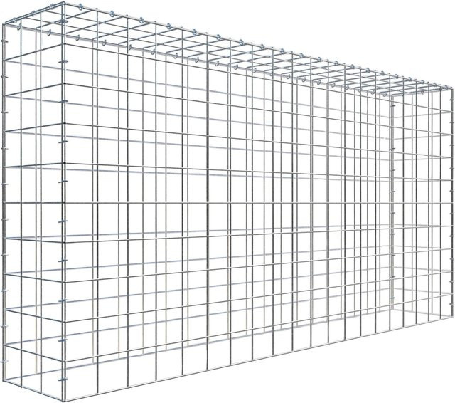 Gabiona C-Ring Anbaukorb Typ 3 in Silbergrau, Maschenweite 10 x 10 cm, B/H/T: 100 x 200 x 30 cm - Bild 1