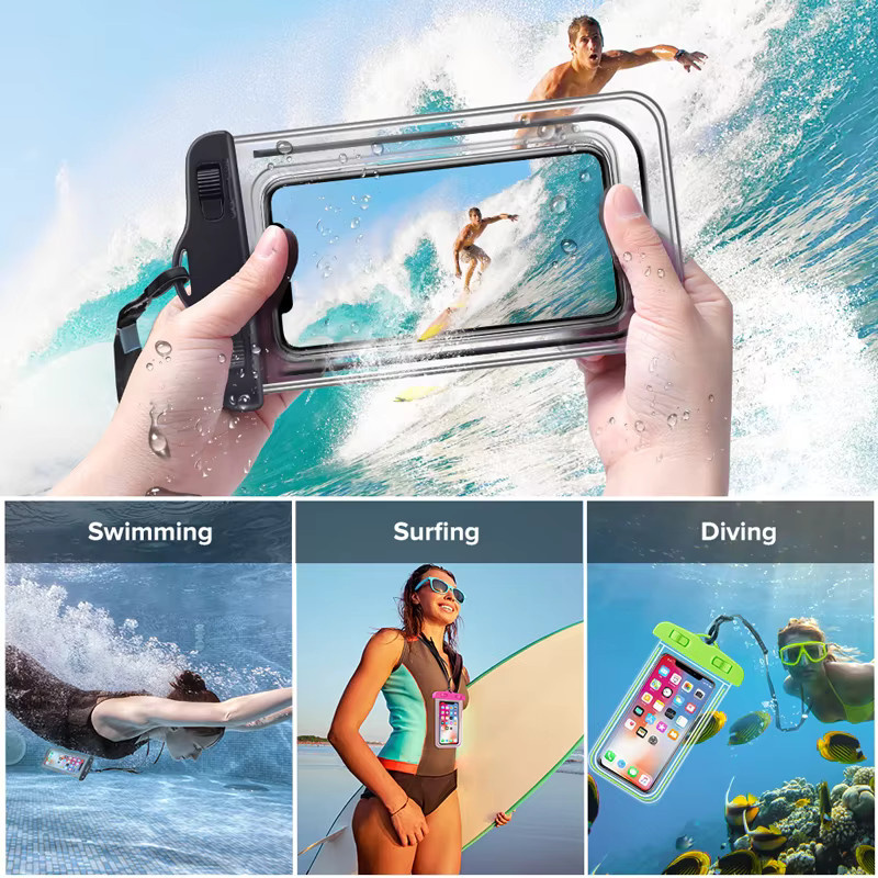Ricestate Wasserdichte Airbag Handyhülle mit Schwimmfunktion für iPhone, Samsung, Xiaomi und Huawei in Pink und Transparent - Bild 6