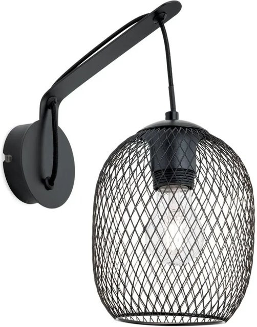 Orion Leuchten Wandleuchte Georgina im Industrial-Stil mit Käfigschirm, Schwarz - Bild 1