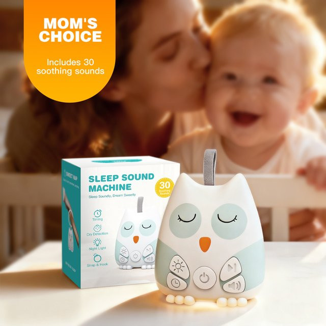 Tragbare Soundmaschine mit weißem Rauschen für Babys und Kleinkinder in Weiß mit Nachtlicht und Timer, wiederaufladbar - Bild 1