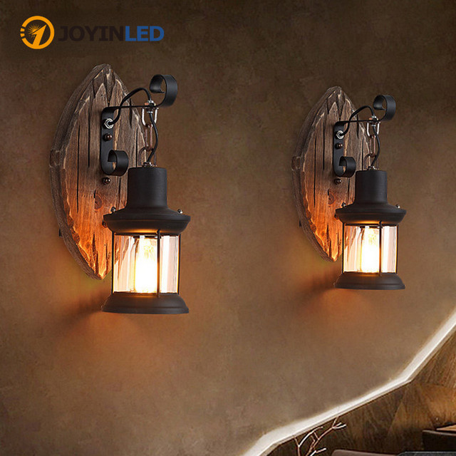 JOYINLED Retro Industrie LED Wandleuchte Schwarz mit E27 Fassung und Käfig-Design für Loft-Stil - Bild 1