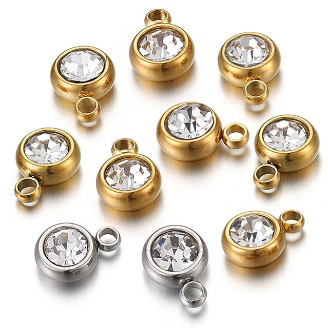 MINGXUAN Kristall-Charms, Edelstahl, transparent, Unisex - Bild 1