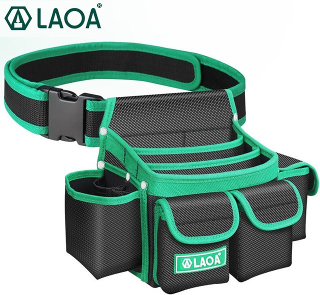 LAOA Plus Size Elektriker-Hüfttasche aus schwarzem 1680D-Oxford-Stoff als multifunktionale Werkzeugtasche - Bild 1