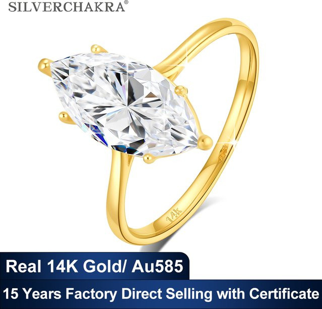 Ring 585 Gold, Diamant, Marquise Cut, Damen - Bild 1