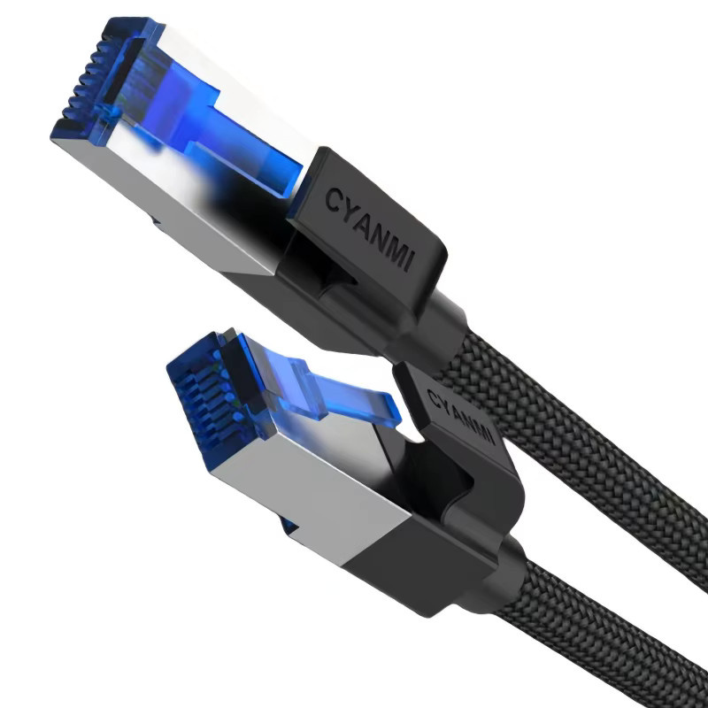 CYANMI Cat 8 Ethernet-Kabel, hochgeschwindigkeitsgeflochtenes LAN-Kabel mit 40 Gbit/s und 2000 MHz, Farbe: Schwarz, Länge: 30,48 m - Bild 5