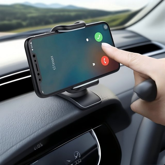 Universelle 360-Grad drehbare Armaturenbrett-Handyhalterung zum Anklemmen für dein Auto, Navigations-Handyständer in Schwarz - Bild 1
